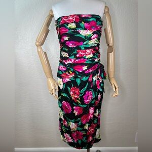 Vintage Maggy London by Jeannene Booher 80’s 100% Silk Ruched Mini Dress Size 12